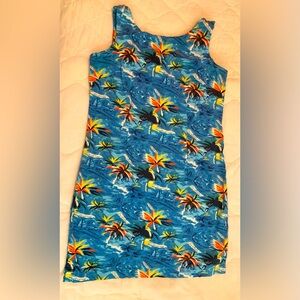 Vintage Hawaiian Style Summer Dress Size 12 Mosaic Tropical Vacation